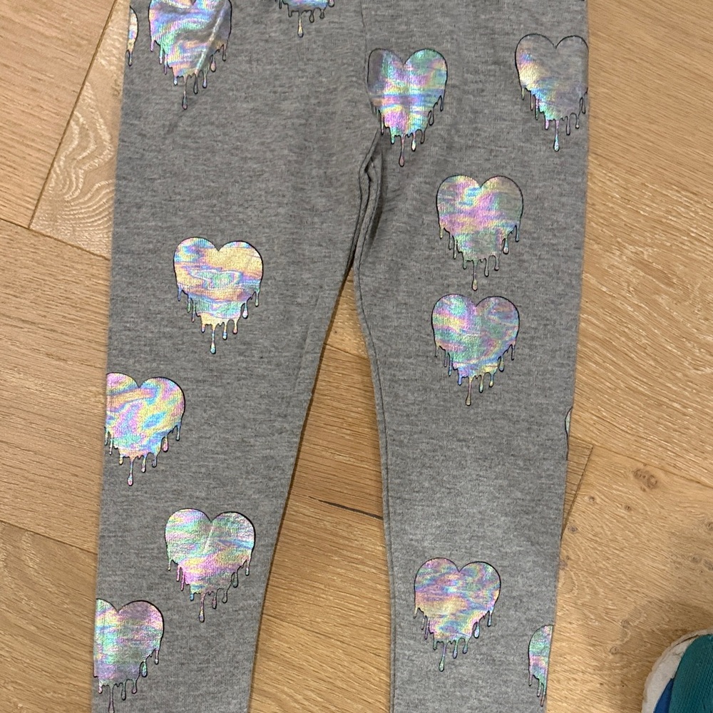 NWOT Chaser Gray Heart Print Girls Leggings size 7 - Picture 5 of 6